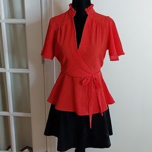 Monteau polkadot retro top sz. S